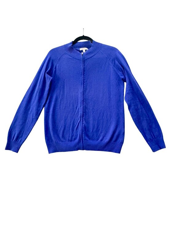 Peter Millar Sweaters - Peter Millar Women's L Cardigan Royal Blue Cotton & Cashmere Zip Summer Sweater